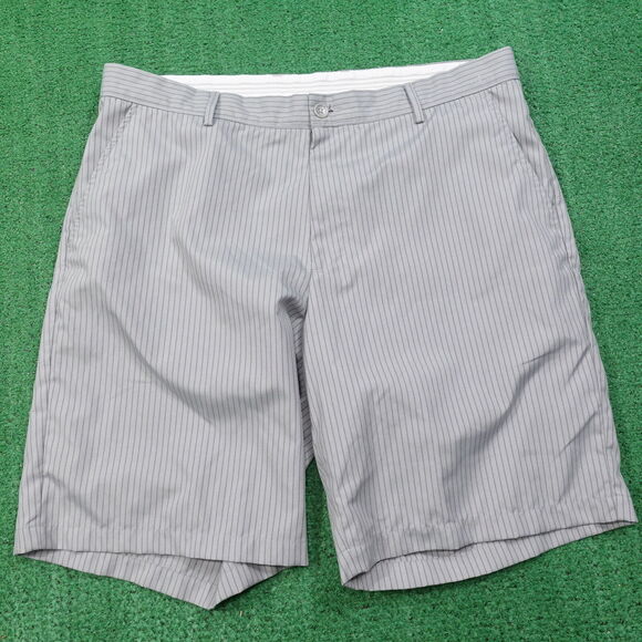 GREG NORMAN FOR TASSO ELBA GREY STRIPED GOLF SHORTS MENS SIZE 38 POLYESTER - Picture 1 of 6